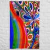 A colorful painting of a flower and rainbow