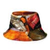 A bucket hat with an image of different colors