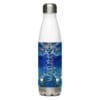A water bottle with a picture of the ocean.
