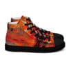 A pair of shoes with an orange and black background