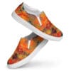 A pair of shoes with an abstract painting on them.