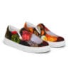 A pair of shoes with colorful pictures on them.