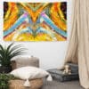 Abstract colorful tapestry wall hanging.