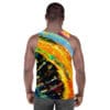 Man in vibrant abstract tank top.