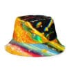 Abstract bucket hat, vibrant colors.