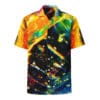 Colorful abstract print short sleeve shirt.