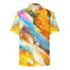 Abstract gemstone print button-up shirt.
