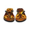A pair of flip flops with an image on them.
