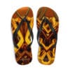 A pair of flip flops with an abstract design.