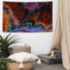 Vibrant butterfly wing tapestry wall art.