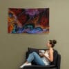 Abstract butterfly wing tapestry wall art.