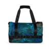 Here's an alt tag for the image: Blue nebula duffel bag.