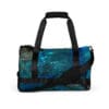 Blue nebula-patterned duffel bag.