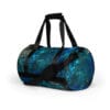 Here's an alt tag for the image: Cosmic nebula duffel bag.
