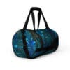 Here's an alt tag for the image: Cosmic nebula duffel bag.