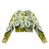Floral print long-sleeve cropped sweatshirt.