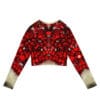 Red berry print cropped sweatshirt.
