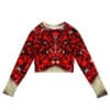 Red berry print cropped sweatshirt.