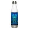 Water bottle with blue abstract art.