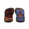 Colorful butterfly wing flip-flops.