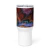 White tumbler with butterfly wing design.