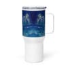 White mug with blue ocean art.