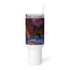 Butterfly wing tumbler with straw.