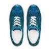 Cosmic blue sneakers, lace-up design.