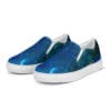 Blue galaxy slip-on canvas sneakers.