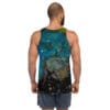 Man in nebula-printed tank top.