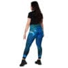 Woman in blue nebula leggings.