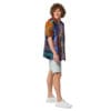 Man in colorful shirt and shorts.