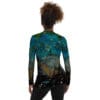 Woman's galaxy-print long-sleeve shirt.