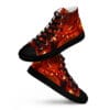 Fiery orange high-top sneakers.