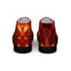 Fiery orange high-top canvas shoes.