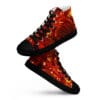 Fiery orange high-top sneakers.