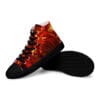 Fiery orange high-top canvas sneakers.