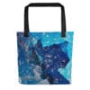 Blue crystal tote bag design.