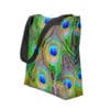 Peacock feather tote bag design.