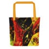 Abstract red and yellow tote bag.