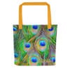 Peacock feather tote bag design.