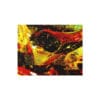 Abstract puzzle; fiery colors and text.