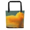 Orange wildfire smoke tote bag.