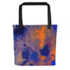 Abstract art tote bag, vibrant colors.