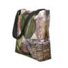 Tote bag with hanging woven basket image.