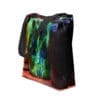 Abstract art tote bag with black straps.