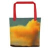 Orange wildfire smoke tote bag.