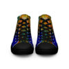 A pair of shoes with colorful designs on them.