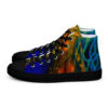 A pair of shoes with colorful designs on them.