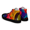 A pair of colorful shoes with abstract designs.